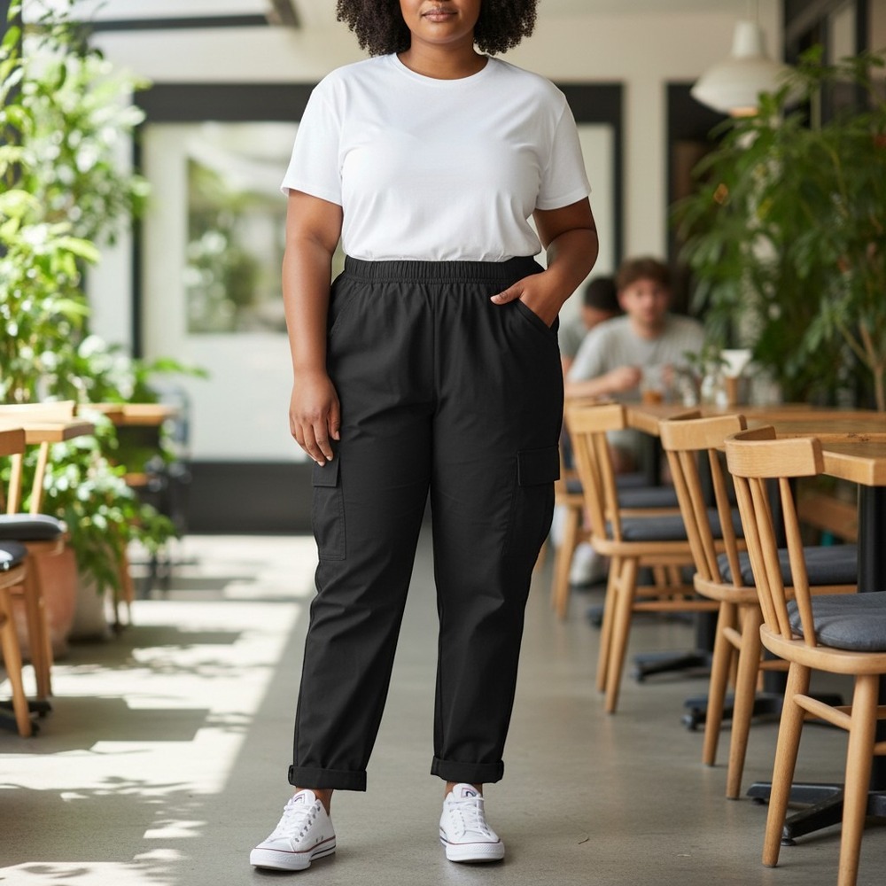 Max Studio Cargo Pants Womens 3X Black Mid Rise Ankle 3W03G07